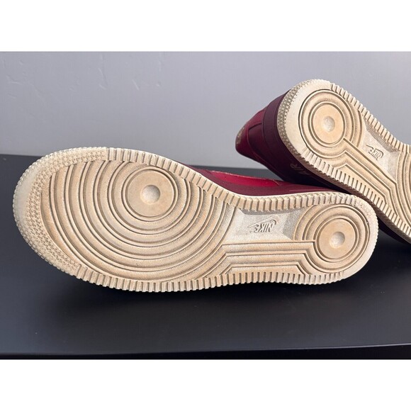 2018 NIKE AIR FORCE 1‎ GS LOW TEAM RED BURGUNDY SUMMIT WHITE GOLD 314192-613 7Y - Picture 12 of 16